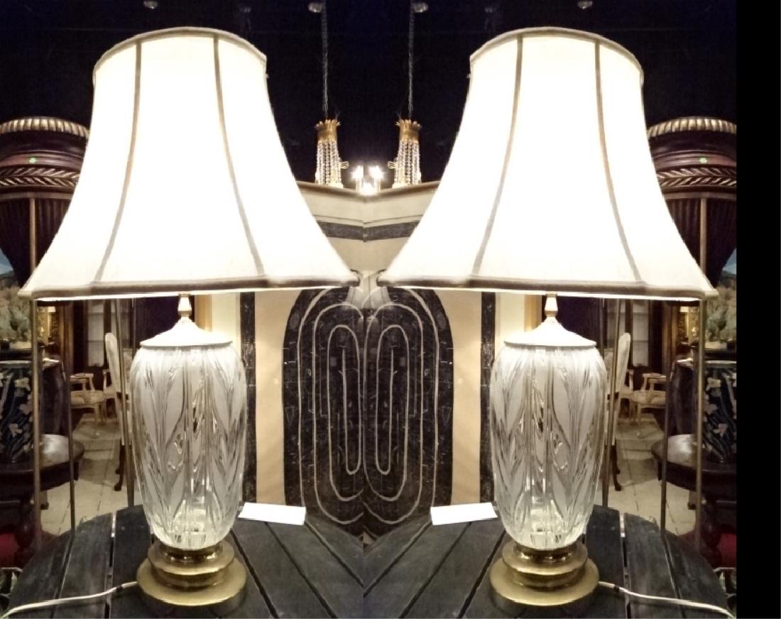 PAIR CRYSTAL AND BRASS TABLE LAMPS, GOOD CONDITION WITH (1 of 6)