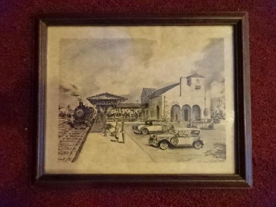 RF SOWREY SIGNED LITHOGRAPH, BOCA RATON TRAIN STATION, (1 of 7)