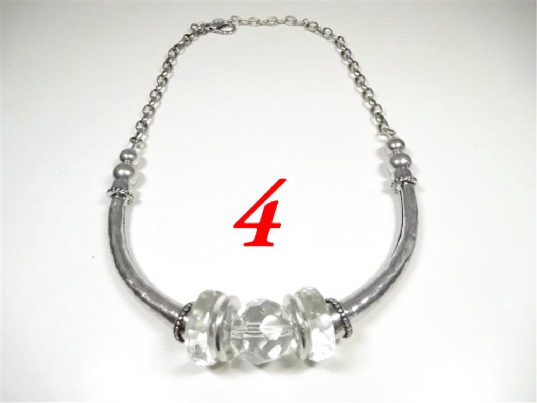 4 PC CRYSTAL AND METAL BEAD NECKLACES, SILVER FINISH (1 of 7)