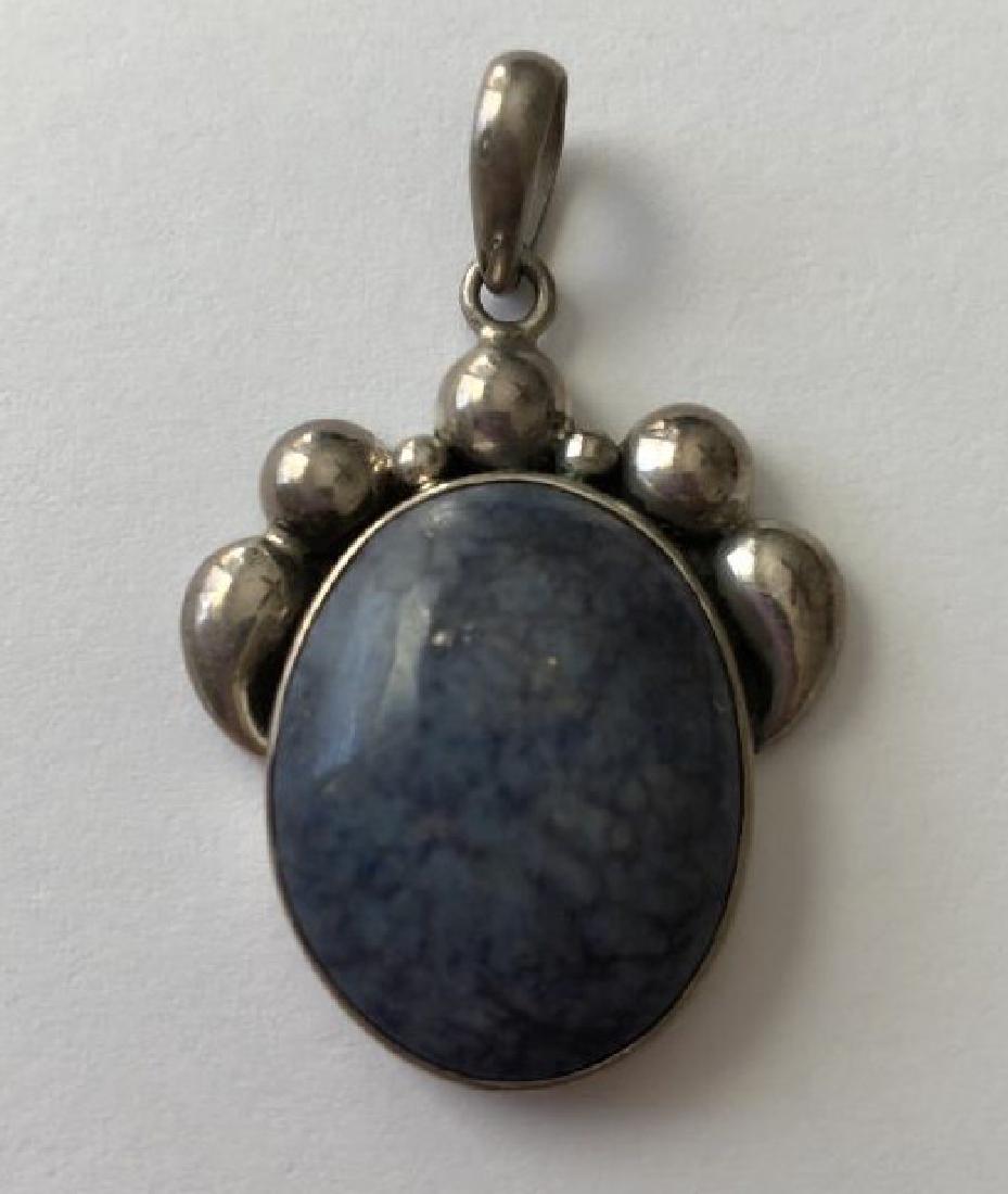TIBETAN STONE STERLING SILVER PENDANT, BLUE, APPROX (1 of 7)
