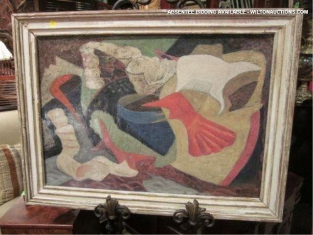 OIL ON CANVAS BY JEAN-MICHEL ATLAN (1913-1960), SIG: OIL ON CANVAS BY JEAN-MICHEL ATLAN (1913-1960), SIGNED LOWER RIGHT, APPROX. 22 1/2" x 30 1/2" FRAMED. CONSIDERED A MODERN MASTER.
