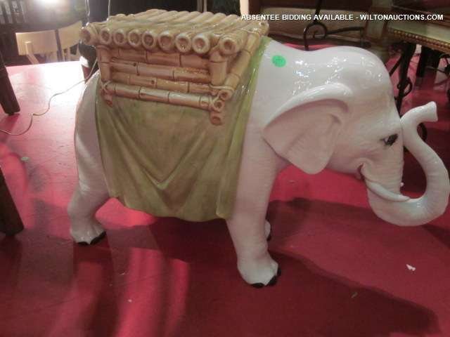 CERAMIC ELEPHANT GARDEN STOOL, APPROX 25"LONG: CERAMIC ELEPHANT GARDEN STOOL, APPROX 25"LONG