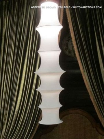 #1 OF THREE AVAILABLE HUGE 5 1/2 FT CYLINDRICAL FA: #1 OF THREE AVAILABLE HUGE 5 1/2 FT CYLINDRICAL FABRIC CEILING LAMPS, NEW NEVER USED - EACH SOLD SEPARATELY