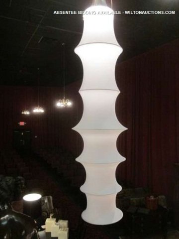 #2 OF THREE AVAILABLE HUGE 5 1/2 FT CYLINDRICAL FA: #2 OF THREE AVAILABLE HUGE 5 1/2 FT CYLINDRICAL FABRIC CEILING LAMPS, NEW NEVER USED - EACH SOLD SEPARATELY