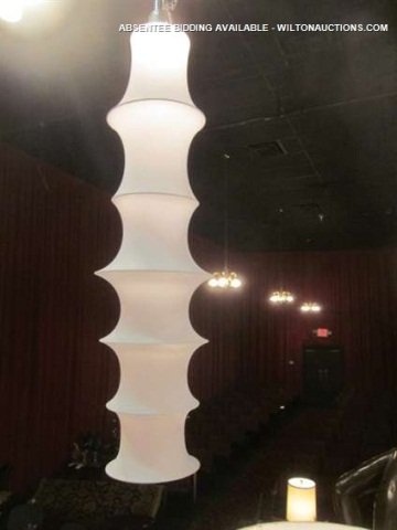 #3 OF THREE AVAILABLE HUGE 5 1/2 FT CYLINDRICAL FA: #3 OF THREE AVAILABLE HUGE 5 1/2 FT CYLINDRICAL FABRIC CEILING LAMPS, NEW NEVER USED - EACH SOLD SEPARATELY