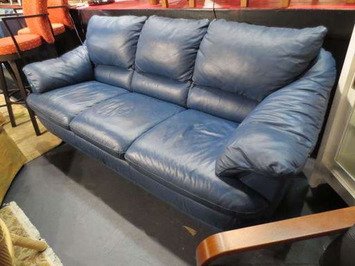 35 Contemporary Slate Blue Leather Sofa Chrome Feet