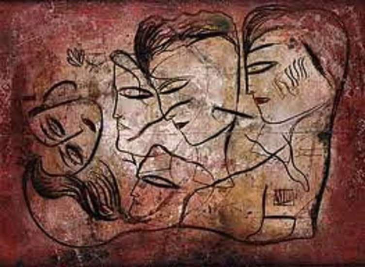 HUGE JAMALI LIMITED EDITION, "SYMPOSIUM", NUMBERED: HUGE JAMALI LIMITED EDITION, "SYMPOSIUM", NUMBERED 16/75, SIGNED BY ARTIST, IN SILVER FINISH FRAME, IMAGE SIZE 28" X 52" FRAMED SIZE 46" X 61"