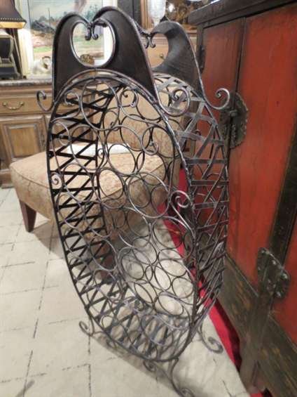 CONTEMPORARY METAL WINE RACK, APPROX 4'H: CONTEMPORARY METAL WINE RACK, APPROX 4'H