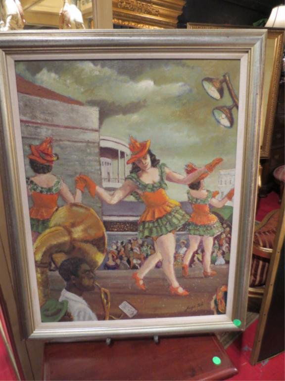 JOSEPH BIEL PAINTING ON CANVAS BOARD, VINTAGE CIRCU: JOSEPH BIEL PAINTING ON CANVAS BOARD, VINTAGE CIRCUS SCENE, APPROX 30" X 24" FRAMED