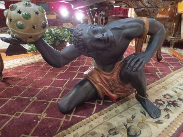 CAST METAL MALE FIGURAL TABLE BASE, PATINATED META: CAST METAL MALE FIGURAL TABLE BASE, PATINATED METAL, APPROX 3' L