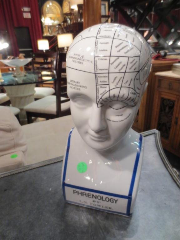 PHRENOLOGY BUST, L.N. FOWLER, CERAMIC, APPROX 12" HI: PHRENOLOGY BUST, L.N. FOWLER, CERAMIC, APPROX 12" HIGH