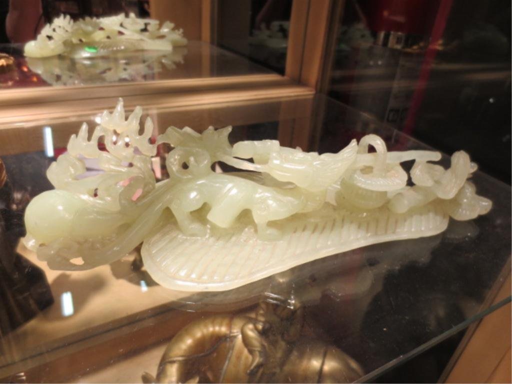 ORNATELY CARVED JADE SCEPTER, APPROX 10" LONG: ORNATELY CARVED JADE SCEPTER, APPROX 10" LONG