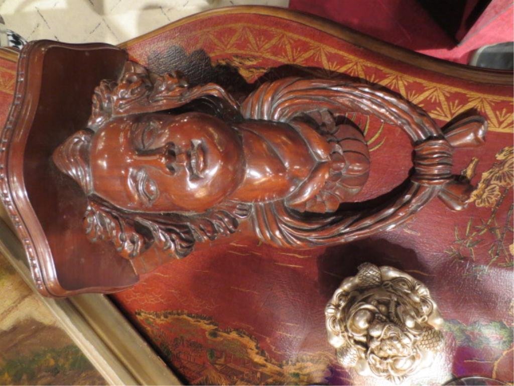 MAITLAND SMITH CARVED WOOD FIGURAL WALL SHELF, APP: MAITLAND SMITH CARVED WOOD FIGURAL WALL SHELF, APPROX 18" H