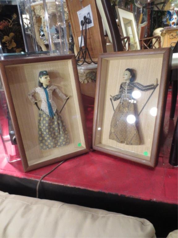 PAIR OF FRAMED PUPPETS, APPROX 20" X 13" FRAMED: PAIR OF FRAMED PUPPETS, APPROX 20" X 13" FRAMED