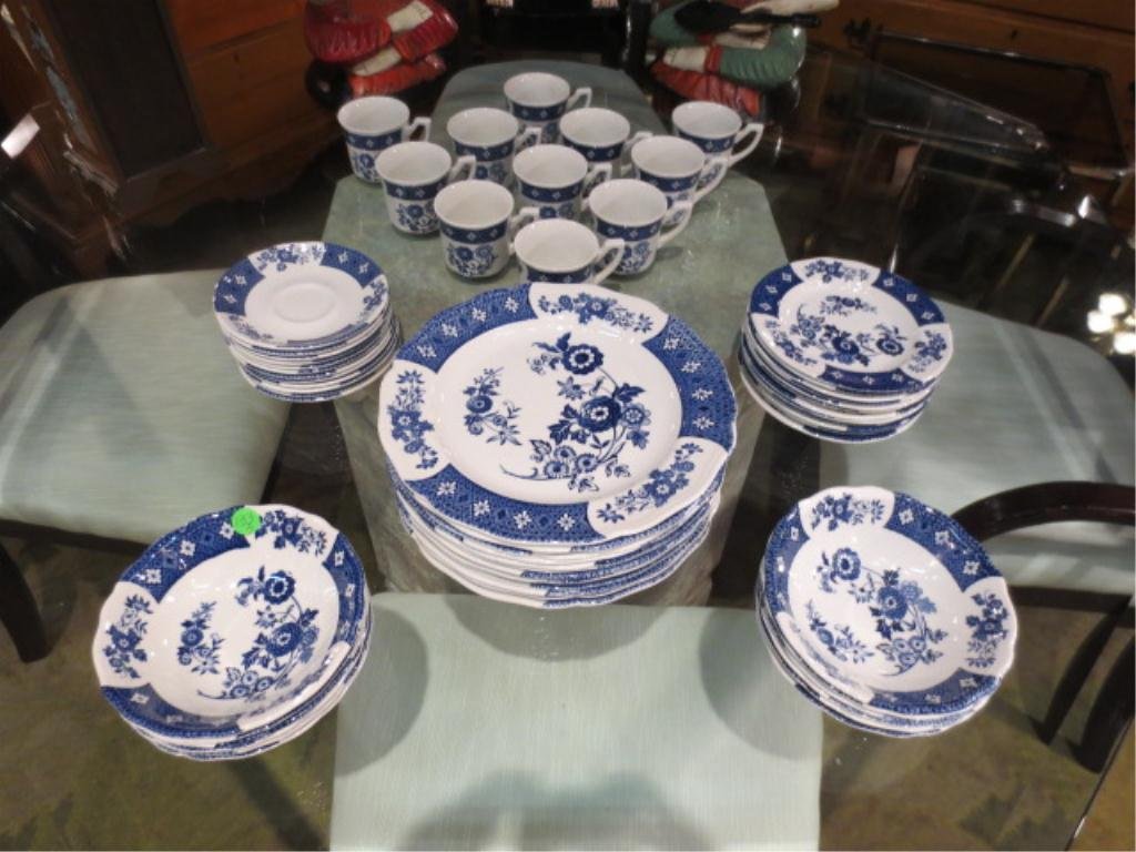 ROYAL STAFFORDSHIRE CATHY IRONSTONE DINNER SERVICE,: ROYAL STAFFORDSHIRE CATHY IRONSTONE DINNER SERVICE, 59 PIECES INCLUDE 12 PLATES, 12 BOWLS, 12 BREAD PLATES, 11 CUPS & 12 SAUCERS