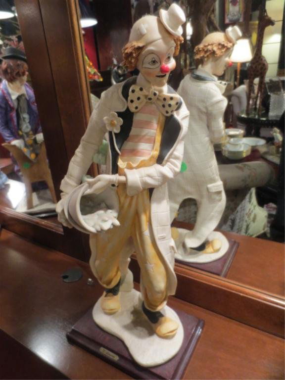 GUISEPPE ARMANI CAPODIMONTE PORCELAIN CLOWN WITH B: GUISEPPE ARMANI CAPODIMONTE PORCELAIN CLOWN WITH BUCKET OF WATER FIGURINE, APPROX 17.5" HIGH, WITH ORIGINAL BOX