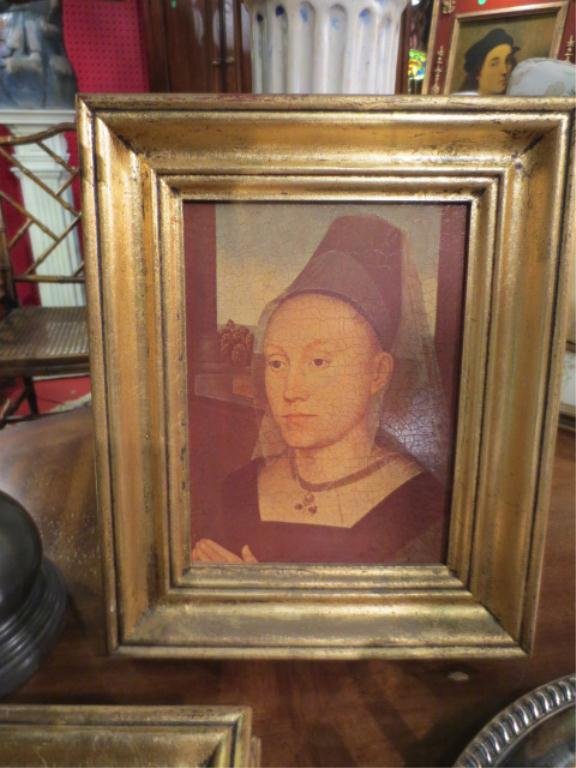 VINTAGE OIL PAINTING ON CANVAS AFTER HANS MEMLING,: VINTAGE OIL PAINTING ON CANVAS AFTER HANS MEMLING, PORTRAIT OF A YOUNG WOMAN, MADE IN ITALY, APPROX 13" X 11" FRAMED