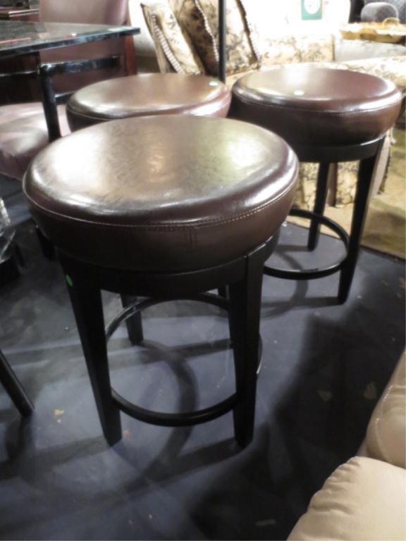 3 PC SET COUNTER HEIGHT BARSTOOLS, BROWN LEATHER TO: 3 PC SET COUNTER HEIGHT BARSTOOLS, BROWN LEATHER TOPS, ESPRESSO FINISH FRAMES