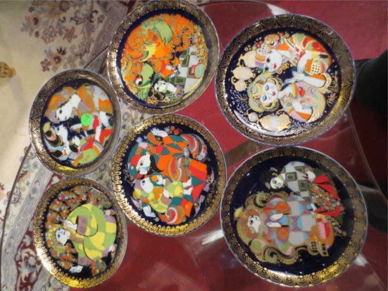 SIX BJORN WINBLAD ROSENTHAL PLATES, APPROX 6.25" DI: SIX BJORN WINBLAD ROSENTHAL PLATES, APPROX 6.25" DIAMETER, SOLD TOGETHER