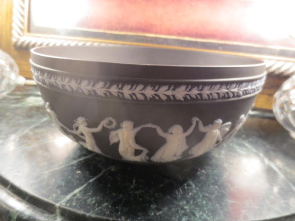 WEDGWOOD BLACK JASPERWARE BOWL, APPROX 7.75" DIAMET: WEDGWOOD BLACK JASPERWARE BOWL, APPROX 7.75" DIAMETER