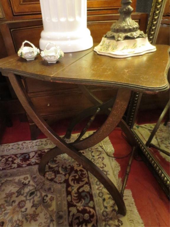 ANTIQUE MAHOGANY FOLDING TABLE, APPROX 2.5'L: ANTIQUE MAHOGANY FOLDING TABLE, APPROX 2.5'L