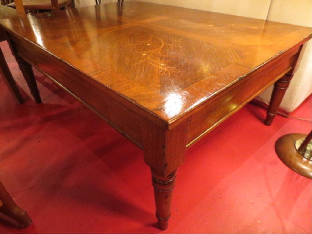 NEW COFFEE TABLE, INTRICATE WOOD AND MOTHER OF PEARL IN: NEW COFFEE TABLE, INTRICATE WOOD AND MOTHER OF PEARL INLAY, MEDIUM FINISH, APPROX 4'L