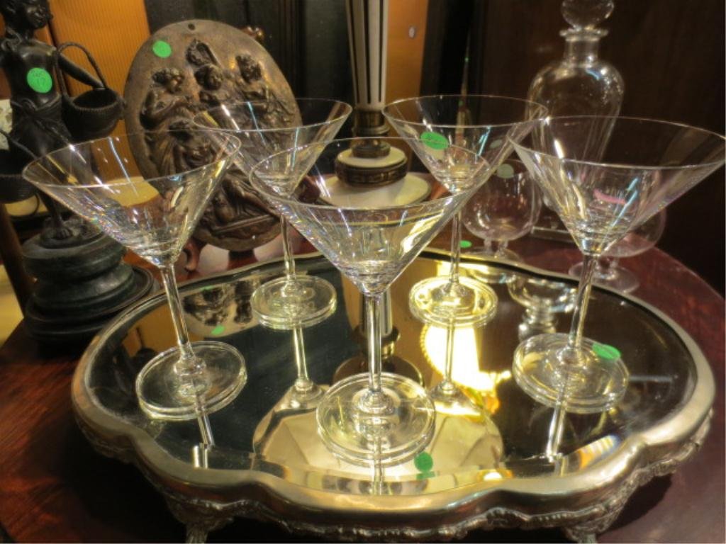 FIVE MARQUIS BY WATERFORD CRYSAL MARTINI GLASSES, APPRO: FIVE MARQUIS BY WATERFORD CRYSAL MARTINI GLASSES, APPROX 6.5"H