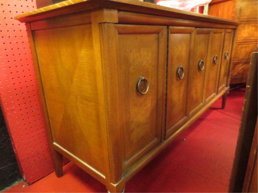 NEOCLASSICAL SIDEBOARD, TRAVERTINE INSET TOP, MEDIUM FI: NEOCLASSICAL SIDEBOARD, TRAVERTINE INSET TOP, MEDIUM FINISH, APPROX 6.5'L