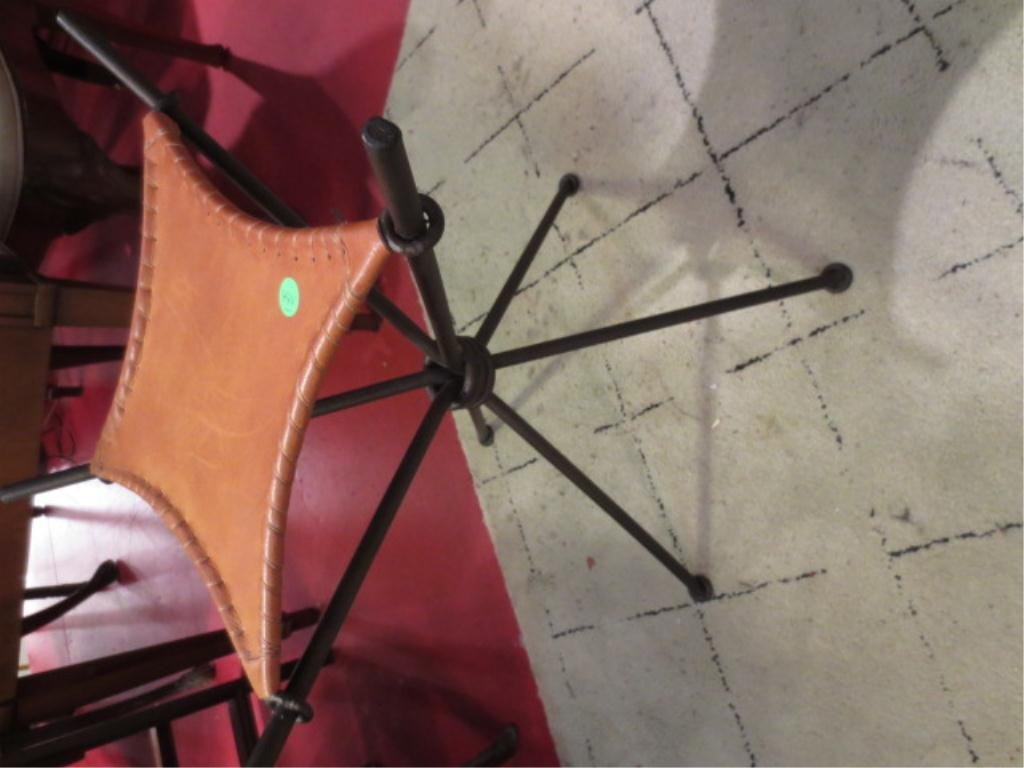 LEATHER AND METAL STOOL, APPROX 25:H: LEATHER AND METAL STOOL, APPROX 25:H