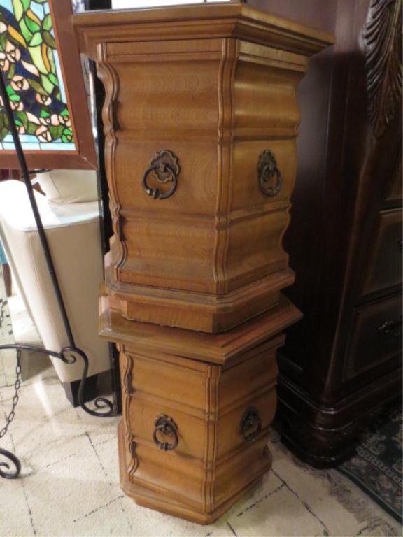PAIR THOMASVILLE HEXAGONAL CHESTS, LIGHT FINISH, EXCELL: PAIR THOMASVILLE HEXAGONAL CHESTS, LIGHT FINISH, EXCELLENT CONDITION, EACH APPROX 25"W