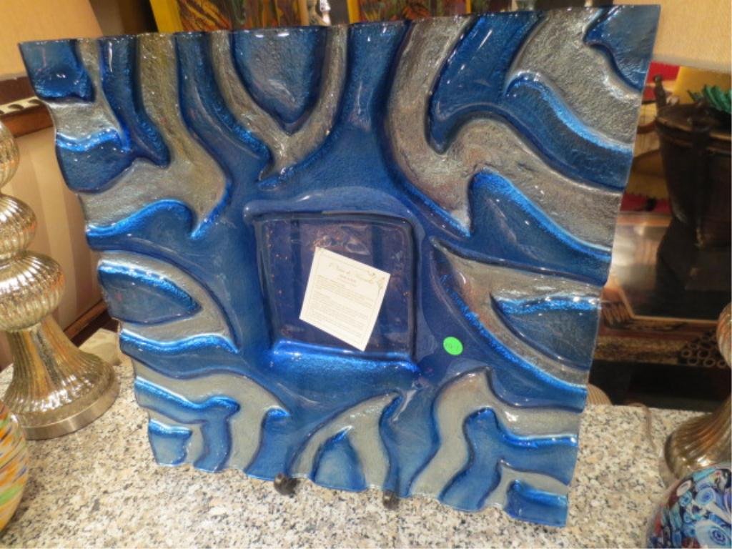 I Vetri Di Nennella Art Glass Square Platter, Blue & Cl