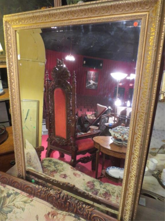 GOLD FRAME MIRROR, APPROX 2.5' X 3': GOLD FRAME MIRROR, APPROX 2.5' X 3' ~~~ PLEASE NOTE: ARRANGEMENTS FOR SHIPPING AND PACKAGING ARE THE SOLE RESPONSIBILITY OF THE WINNING BIDDER. THE AUCTION HOUSE DOES NOT PROVIDE PACKING/CRATING SERVI