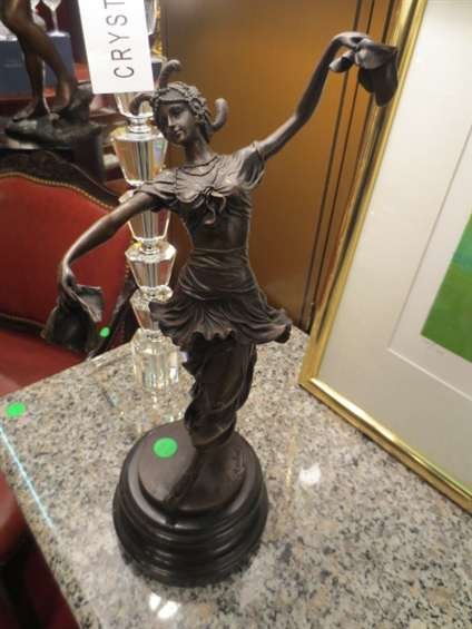 BRONZE ART DECO SCULPTURE OF AN ART DECO DANCER, INSCRI: BRONZE ART DECO SCULPTURE OF AN ART DECO DANCER, INSCRIBED CL. J. R. COLINET (CLAIRE JEANNE ROBERTE COLINET), APPROX. 15" TALL