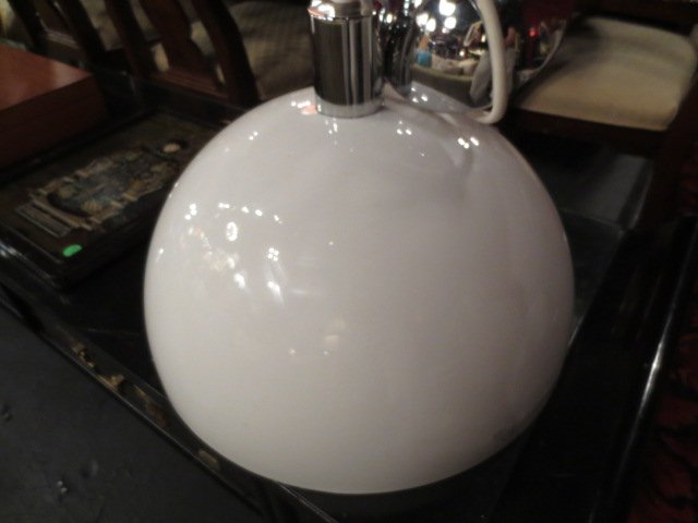 CONTEMPORARY CEILING LAMP, WHITE LUCITE SHADE, APPROX 2: CONTEMPORARY CEILING LAMP, WHITE LUCITE SHADE, APPROX 20" DIAMETER