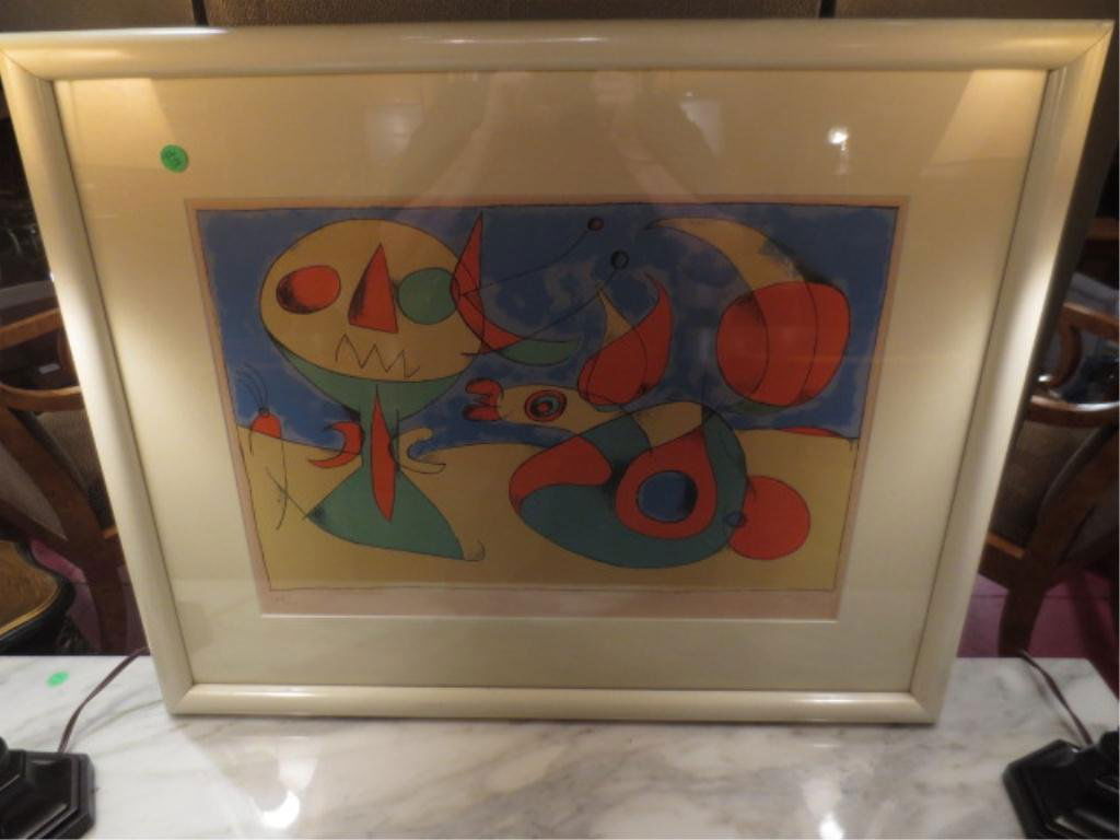 JEAN MIRO (SPANISH, 1893-1983) LIMITED EDITION LITHOGRA: JEAN MIRO (SPANISH, 1893-1983) LIMITED EDITION LITHOGRAPH, L'OISEAU ZEPHYR, LITHOGRAPH IN COLORS, 1956, ON WOVE PAPER, SIGNED IN PENCIL, NUMBERED 28 OF 100, IN EXCELLENT CONDITION (NOT EXAMINED OUTSID