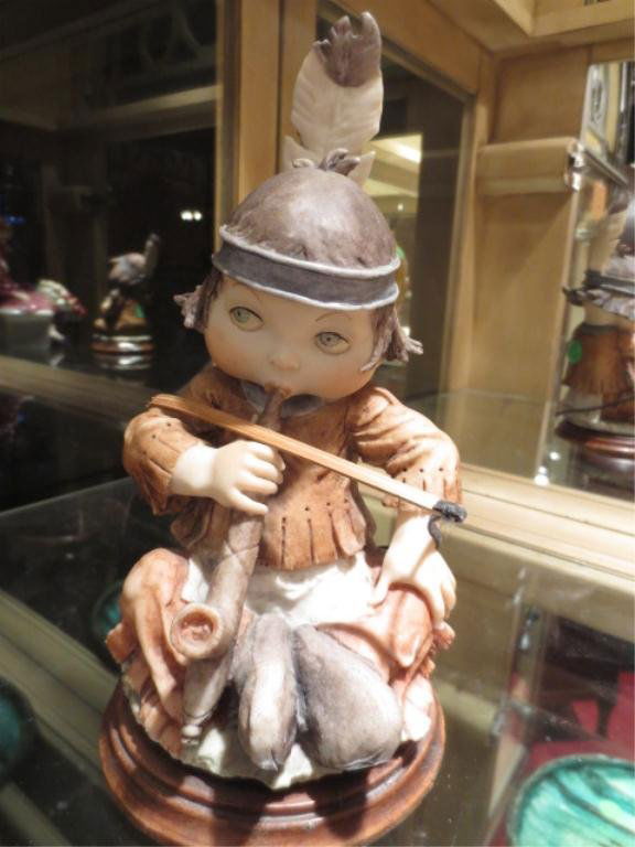 GUISEPPE ARMANI CAPODIMONTE STYLE FIGURINE, GULLIVER'S : GUISEPPE ARMANI CAPODIMONTE STYLE FIGURINE, GULLIVER'S WORLD COLLECTION, INDIAN BOY WITH PEACE PIPE, APPROX 8"H