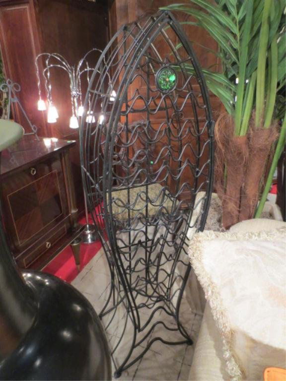 LARGE FISH SHAPED WINE RACK WITH LOCK, BLACK FINISH MET