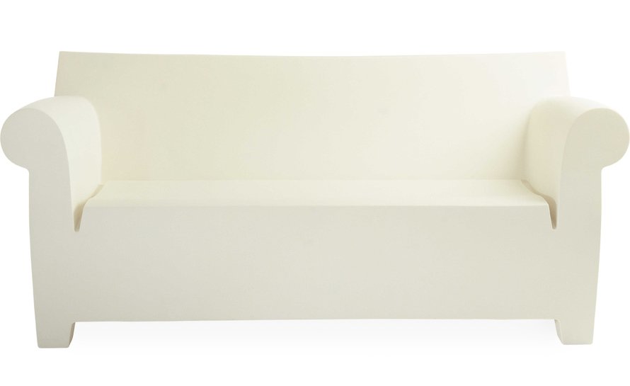 PHILLIPE STARCK BUBBLE CLUB SOFA FOR KARTELL, WHITE: PHILLIPE STARCK BUBBLE CLUB SOFA FOR KARTELL, WHITE POLYPROPOLENE, MADE IN ITALY, WEATHERPROOF, UV RESISTANT, MATCHING PAIR ARMCHAIRS SOLD SEPARATELY, 77"W X 31.5"H X 30.5"D