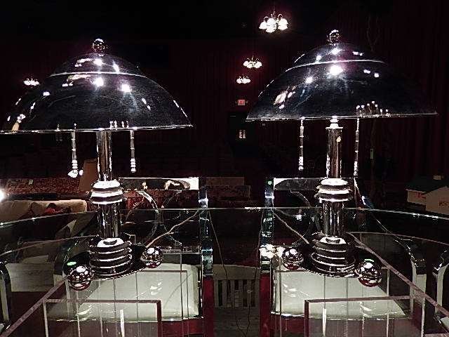 PAIR RARE JAY SPECTRE LAMPS FOR PAUL HANSON, CHROME: PAIR RARE JAY SPECTRE LAMPS FOR PAUL HANSON, CHROME BASES AND DOME SHADES, EXCELLENT CONDITION, 22"H X 15.5"DIAMETER