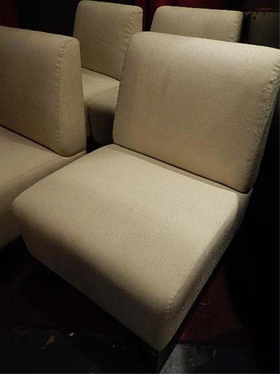 PAIR MODERN DESIGN SLIPPER CHAIRS, #2 OF TWO AVAILABLE: PAIR MODERN DESIGN SLIPPER CHAIRS, #2 OF TWO AVAILABLE PAIRS, WHITE UPHOLSTERY
