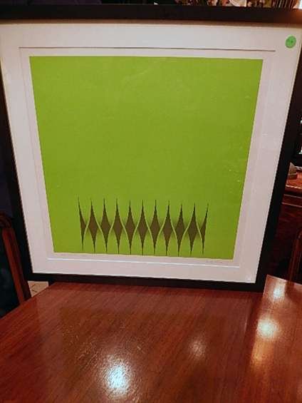 WALTER LEBLANC (BELGIAN, 1927-1986), "GREEN TORSIONS": WALTER LEBLANC (BELGIAN, 1927-1986), "GREEN TORSIONS" LIMITED EDITION SERIGRAPH, PENCIL TITLED, SIGNED & NUMBERED #16 OF 200, APPROX 24.5" X 24.5" FRAMED