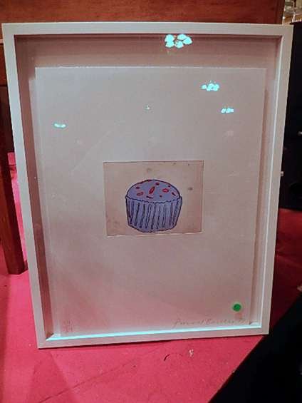 DONALD BAECHLER (AMERICAN, B. 1956), LIMITED EDITION: DONALD BAECHLER (AMERICAN, B. 1956), LIMITED EDITION LITHOGRAPH, IMAGE OF A SINGLE CUPCAKE, PENCIL NUMBERED #20 OF 34, WITH EMBOSSED IMPRINT, PENCIL SIGNED & DATED 1999 LOWER RIGHT, APPROX 26" X 20.75