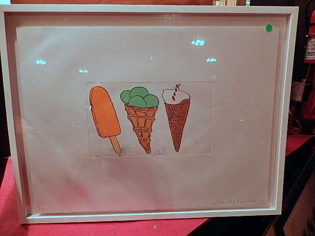 DONALD BAECHLER (AMERICAN, B. 1956), LIMITED EDITION: DONALD BAECHLER (AMERICAN, B. 1956), LIMITED EDITION LITHOGRAPH, IMAGE OF THREE ICE CREAMS, PENCIL NUMBERED #22 OF 34, WITH EMBOSSED IMPRINT, PENCIL SIGNED & DATED 1999 LOWER RIGHT, APPROX 26" X 33.5"