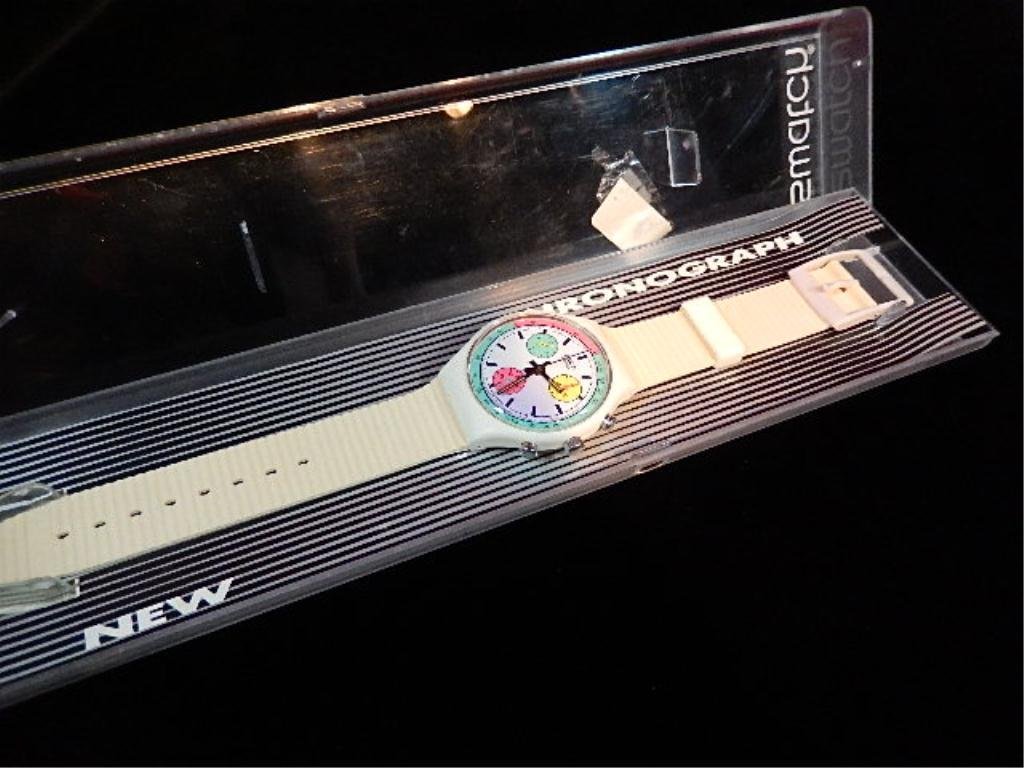 SWATCH WHITE HORSES CHRONO WATCH, #SCW100, CIRCA 1990: SWATCH WHITE HORSES CHRONO WATCH, #SCW100, CIRCA 1990