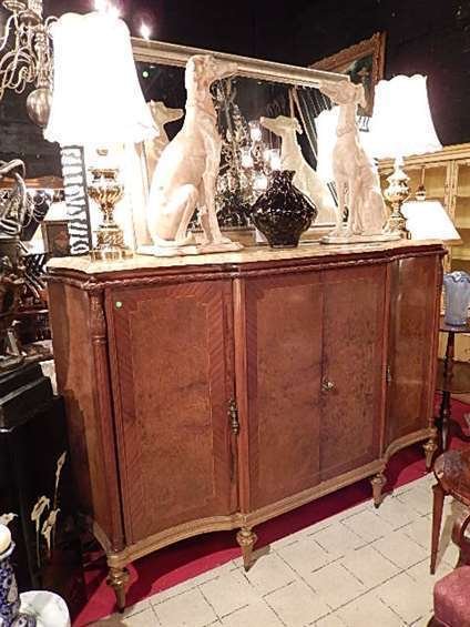 French Style Inlaid Bar Cabinet Beveled Marble Top Aug 27