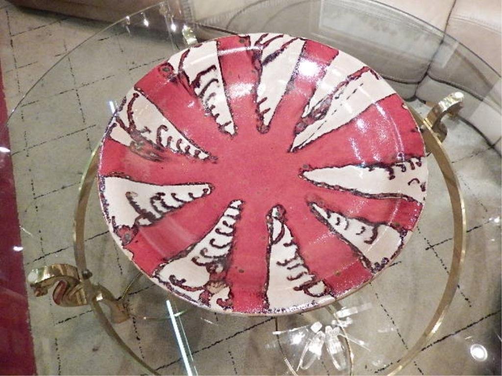 LARGE ART POTTERY CENTERPIECE CHARGER, SHOJI: LARGE ART POTTERY CENTERPIECE CHARGER, SHOJI HAMADA ATTRIBUTED, APPROX 20.25" DIAMETER