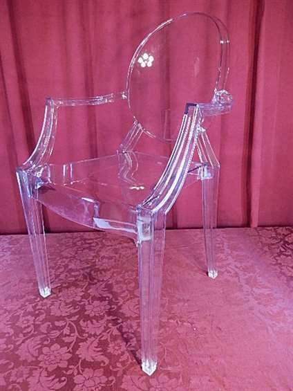PHILIPPE STARCK "LOUIS GHOST" CHAIR BY KARTELL, CLEAR: PHILIPPE STARCK "LOUIS GHOST" CHAIR BY KARTELL, CLEAR POLYCARBONATE, STAMPED PHILIPPE STARCK BY KARTELL, 36.5"H X 21"W X 18"D