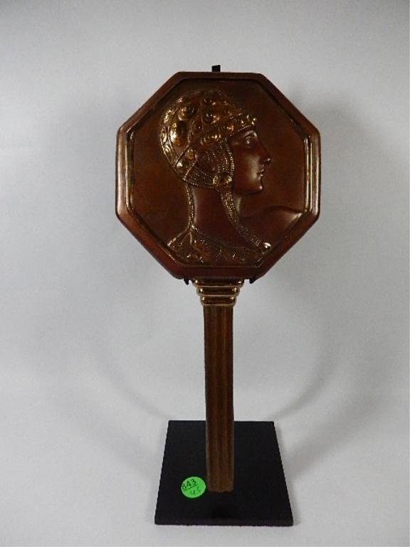 ERTE (RUSSIAN, 1892-1990) BRONZE MIRROR, ART DECO: ERTE (RUSSIAN, 1892-1990) BRONZE MIRROR, ART DECO DESIGN, SIGNED ERTE, APPROX 12.25" X 6", STAND INCLUDED