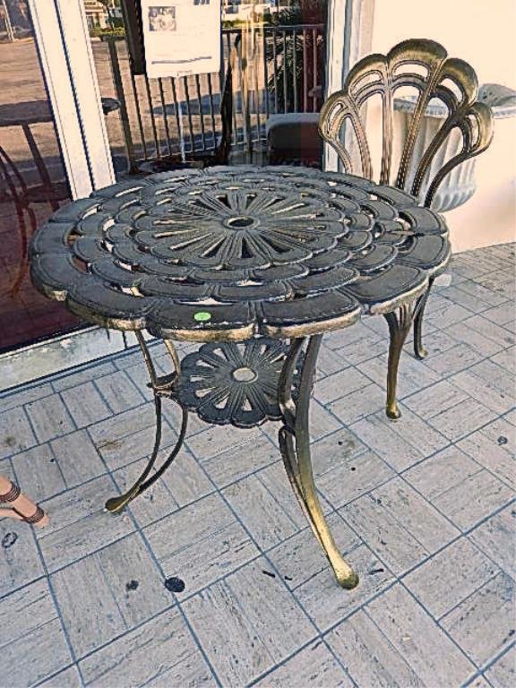 2 PC ALUMINUM PATIO SET, CHAIR AND TABLE: 2 PC ALUMINUM PATIO SET, CHAIR AND TABLE