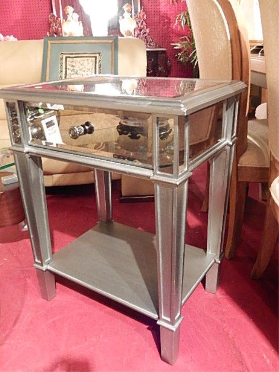 MIRRORED TABLE WITH SINGLE DRAWER AND UNDERTIER, APPROX: MIRRORED TABLE WITH SINGLE DRAWER AND UNDERTIER, APPROX 20"W X 15"D X 30"H